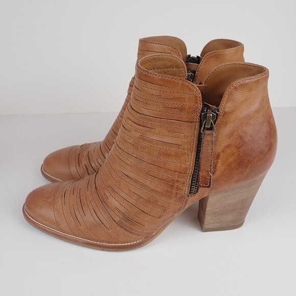 Paul Green Malibu Womens US 7.5 UK 5 Shoe Brown Leather Side Zip Ankle Bootie - Picture 1 of 13